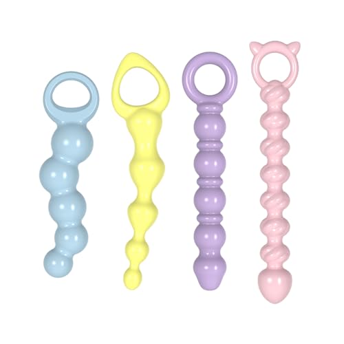 Dekori アナルビーズ 連珠式 アナルディルド 初心者 細い アナルプラグ アダルトグッズ 柔らかいあなるぷらぐ アナル段階進み可 4点セット 男性用 女性用アナルグッズ アナル おもちゃ 持ち手リング付き - 画像1