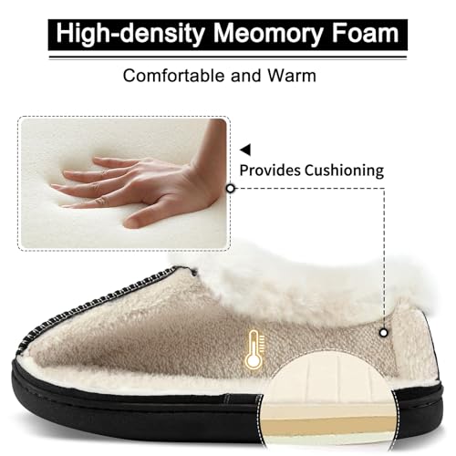 House Slippers for Woman Men, womens slippers on Fuzzy House Shoes Memory Foam with Fuzzy Faux Fur Comfortable Non-Slip Warm Shoes Indoor outdoor Size3