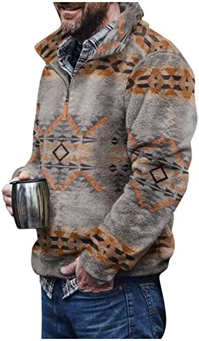 Maryia Thermal Fleece Sweatshirts for Men Double-sided Plush Long Sleeve Winter Outdoor Warm Sweater Novelty Print Tops, 1#brown