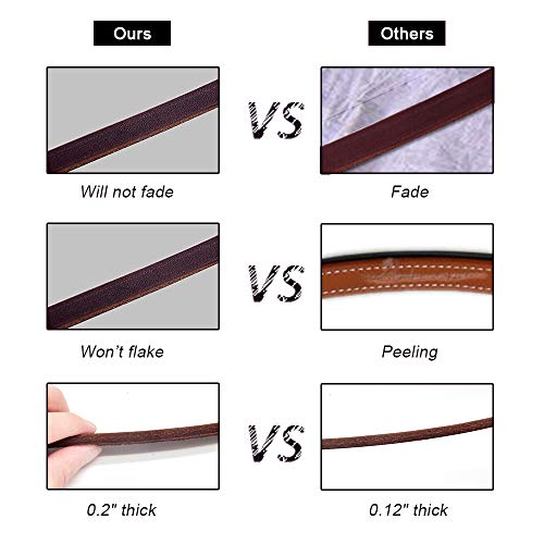 Wellbro Real Leather Slip Lead Dog Leash, Soft Adjustable Pet Slip Leads With Slider, Heavy Duty Flat Dog Training Leash For Medium And Large Dogs, 6Ft Long By 0.7 Inch Wide, Brown #TOP4