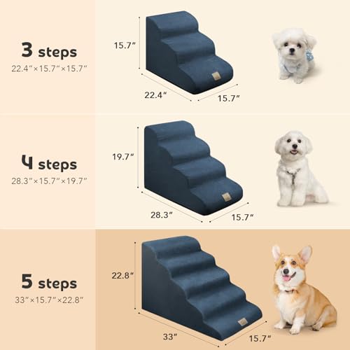 MESTUEL Escadas para Cães para Cama Alta 22,8 '' H, 5 Degraus Escadas para Cães para Cama, Escadas