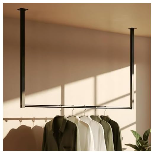 CLP Kleiderstange Fenton I Kleiderständer für Deckenmontage I Garderobenstange aus Metall I für Flur, Garderobe und Schlafzimmer, Größe:100x80 cm