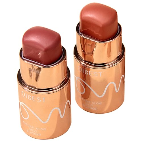 BeauFairy Stick Colorete en Crema, 2 Piezas, 3-in-1 Mate Cheek Blush, Fácil de Usar, Ligero Transpirable, Larga Duración, Prueba de Manchas, Natural, Barra de Rubor para Ojos Labios Mejillas, 01+02