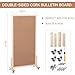 Saypacck Double Sided Large Cork Board for Office with Wheel 24 x 47'' Reversible Mobile Cork Bulletin Board with Push Pin Decorative Display Board Portable Freestanding Corkboard for Home Photo Wall