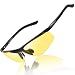 Duco 8125 Night Vision Headlight Polarized Driving Glasses, Black Frame/Yellow Lens