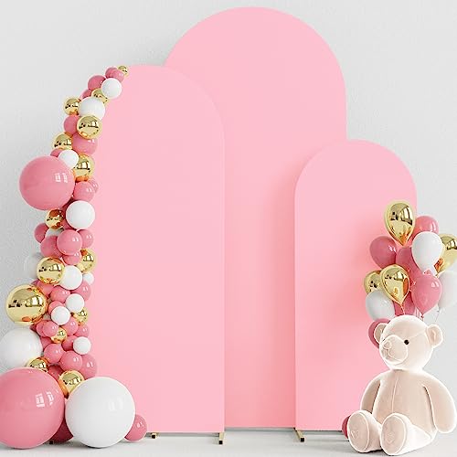 Wokceer Wedding Arch Backdrop Covers 3pc (4ft/5ft/6ft) Spandex White