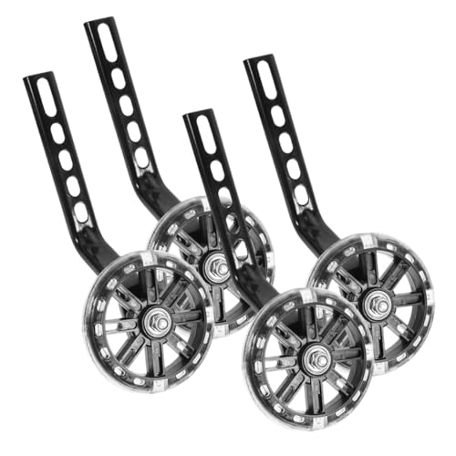 Ruedas de entrenamiento Cabilock ajustables color negro para bicicleta, 2 pares de ruedas auxiliares silenciosas con luz de balance miniatura 1