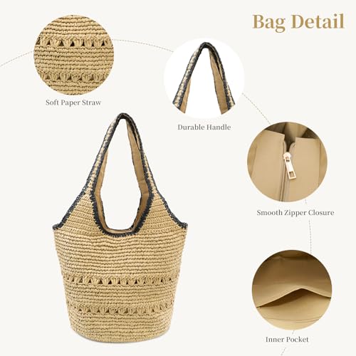 Image of Crescent Straw Shoulder Handbag for Women Summer Beach Tote Raffia Woven Purse Hobo Underarm Bag 2026