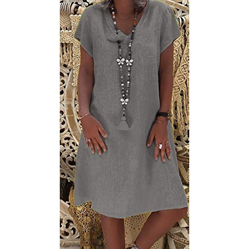 Robe de loisirs confortable en lin fluide coupe midi trapèze - 3