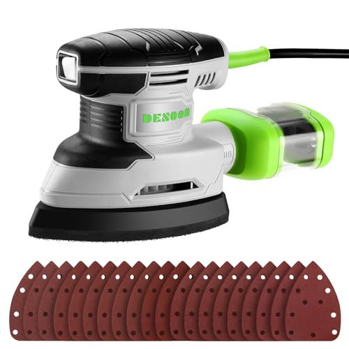 DESOON Lijadora de Madera Eléctrica con Cable de 180 W, 13 000 RPM, con Función de Recogida de Polvo y 20 Hojas de Lija, para Trabajos de Lijado, Pulido y Proyectos de Bricolaje en Madera DESOON Lijadora de Madera Eléctrica con Cable de 180 W, 13 000 RPM, con Función de Recogida de Polvo y 20 Hojas de Lija, para Trabajos de Lijado, Pulido y Proyectos de Bricolaje en Madera