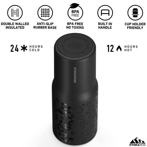 Hydrapeak Nomad 32 Oz Tumbler With Handle And Straw Lid, Leakproof Tumbler, Tumbler Lid Straw, Double Insulated Tumblers, 32Oz Double Insulated Cup Straw, Stainless Steel (Black Leopard) #TOP2