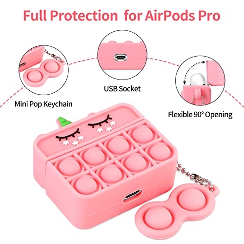 Case For Airpods Pro With Pop Keychain,Cute Unicorn Fidget Case For Airpod Pro,Soft Silicone Push Headphone Pop Case For Girls Women (Pink) #TOP1