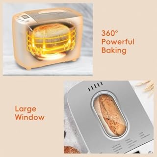 Davivy Bread Maker Machine with Silicone Baking Gloves, Double Kneading Paddles, 15-in-1, 15-Hour Delay Timer, 1-Hour Keep Warm & Nonstick Pan, 3 Loaf Sizes & 3 Crust Colors,Add Nut Signal