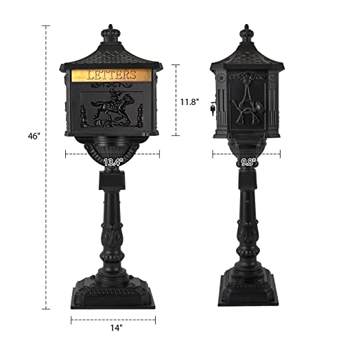 Polar Aurora Mailbox Cast Aluminum Black Mail Box Postal Box Security Heavy Duty New