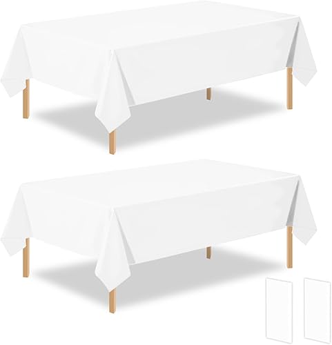 Miniatura 11 de Paquete de 2 manteles rectangulares desechables de plástico color verde salvia, de 54 x 108 pulgadas, manteles de plástico verde salvia para E02