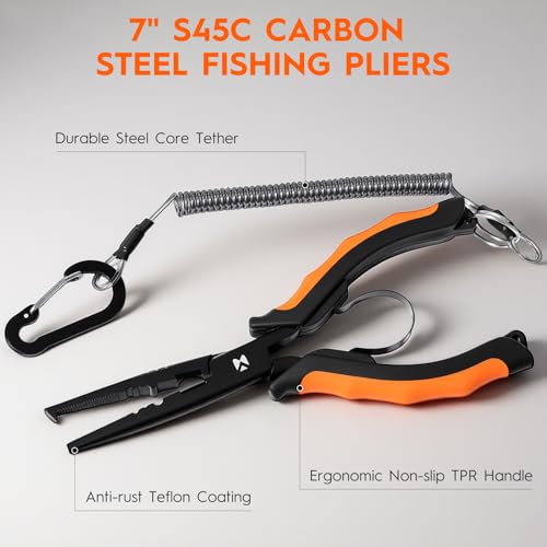 BasicGear Classic Fishing Pliers, 7 in, S45C Carbon Steel, External Spring - image 2