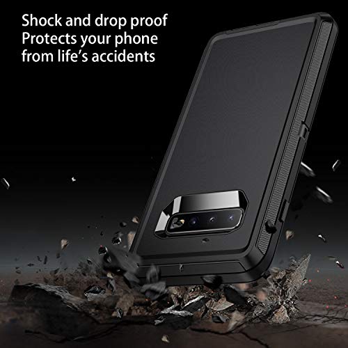 Regsun DSK0018-1 For Galaxy S10 Plus Case,Shockproof 3-Layer Full Body Protection [Without Screen Protector] Rugged Heavy Duty High Impact Hard Cover Case For Samsung Galaxy S10 Plus,Black thumb #1
