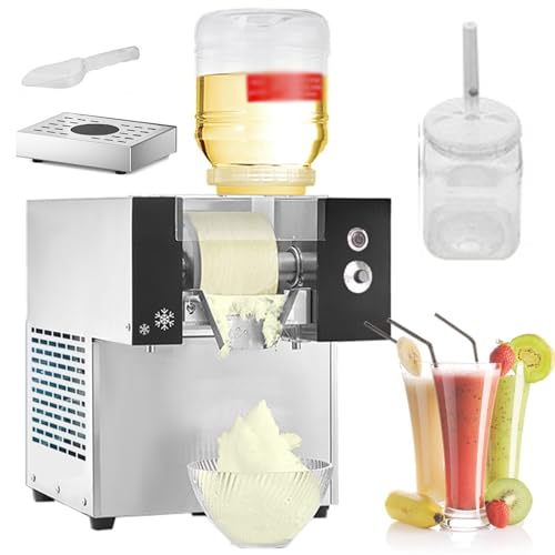 Máquina para Hacer granizados de Hielo, Copos de Nieve comerciales con Plato Giratorio eléctrico de Acero Inoxidable, trituradora de Nieve para mostrador de Afeitado para Bares, 10