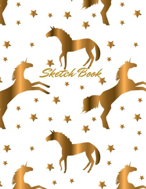 Sketch Book: Notebook for Drawing, Writing, Painting, Sketching or Doodling, Gold Unicorn Composition, 110 Pages, 8.5x11 (Premium Abstract Cover vol.27)