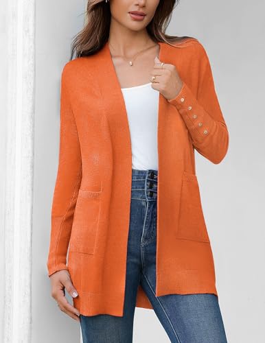BB&KK Women's Cardigan Sweaters Button Cuff Long Sleeve Knit Open Front Jacket Casual Fall Coat with Pockets3