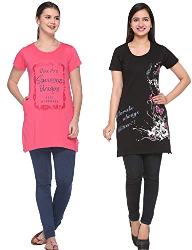 Image of In Love Women's Plus Size Cotton Printed T-Shirt with Pocket - Combo Pack of 2
