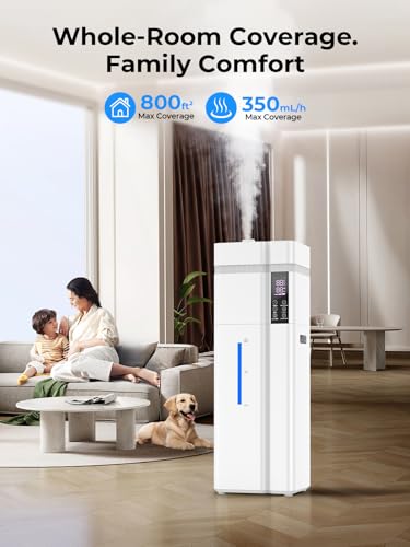 13L/3.43Gal Humidifier Large Room, 800ft² Coverage, 100H Runtime, Auto Humidity Control, Top Fill, Humidifiers for Bedroom, 35dB Quiet, Sleep Mode, Aroma Diffuser, 24H Timer, Auto Shut-off Protection - Image 2