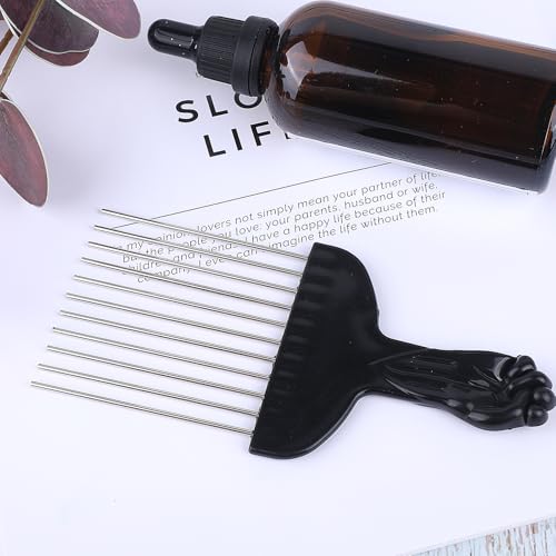 Hair Picks for Curly Hair, 1 Pcs Metal Hair Pick for Black Men Afro Pick Comb Detangling Wig Braid Hair Styling Tool for Women and Men - Image 3