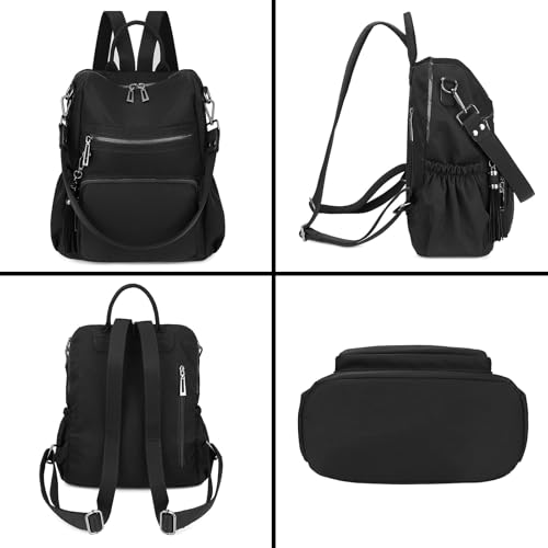 Image of Uromee Travel Backpack Purse for Women Nylon Ladies Fashion Tassel Shoulder Bag Convertible