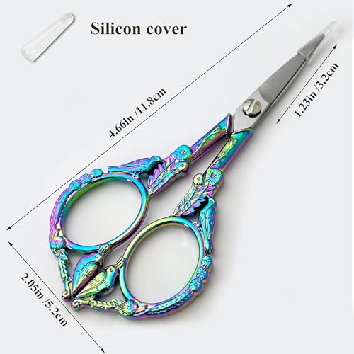 Sewing Embroidery Scissors for Quilting, Scrapbooking, Jewelry Making, Needlework - Small Craft Scissors for Crochet, Yarn, Cross Stich, Fabric, Paper, Ribbon Cutting, Thread Snips, 4.6 inch (Rainbow) — view 3