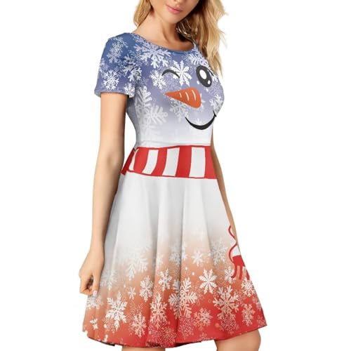 Image of POLERO Sunflower Dress for Women Floral Summer Dresses Short Sleeve Casual Sundresses Midi Dresses