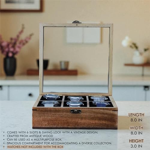 Creation India Craft Store Handmade Vintage Wooden Watch Box for Men, - Image 4