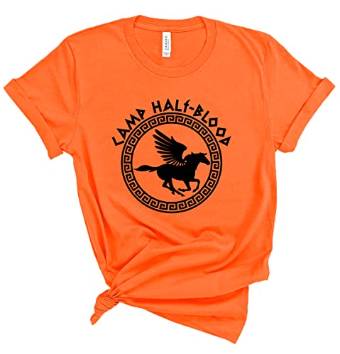 Camp Half-Blood Orange Shirt, Olympian Training Camp Game Shirt, Magical Gift, Cute Goth, Matching Family, Spooky Adult Oracle costume (Youth Small)