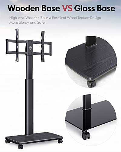 Fitueyes Rolling Tv Floor Stand For 32 To 65 70 Inch Tvs, Portable Mobile Tv Cart On Wheels, Black Tall Tv Stand With Swivel Mount, Corner Universal Tv Stands For Bedroom, Outdoor, Small Dorm #TOP5