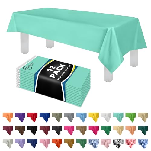 Image of Grandipity Plastic Table Cloth Disposable 12 Pack 54 inch x 108 inch Rectangle