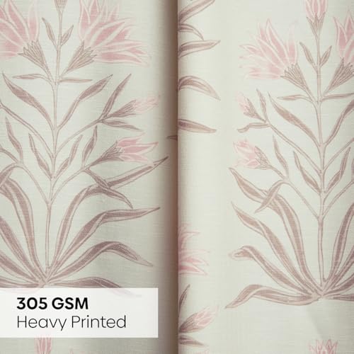 Image of haus & kinder Digital Printed Cotton Door Curtain 7 Feet Long Pack of 1 Door Curtain, 7 Feet Curtain for Door (Petal Drift, Light Pink 130x213 CM)