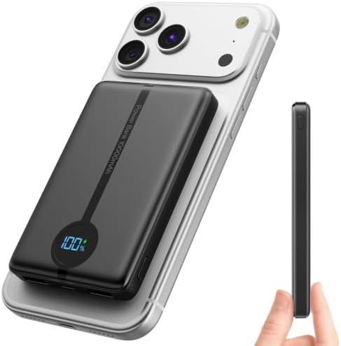 for MagSafe Power Bank 10000mAh,Ultra-Slim Magnetic Portable Charger | 20W USB-C Power Delivery,LED Display,Travel Essential for Magsafe Battery Pack Compatible with iPhone17 16 15 14 13 12 Series