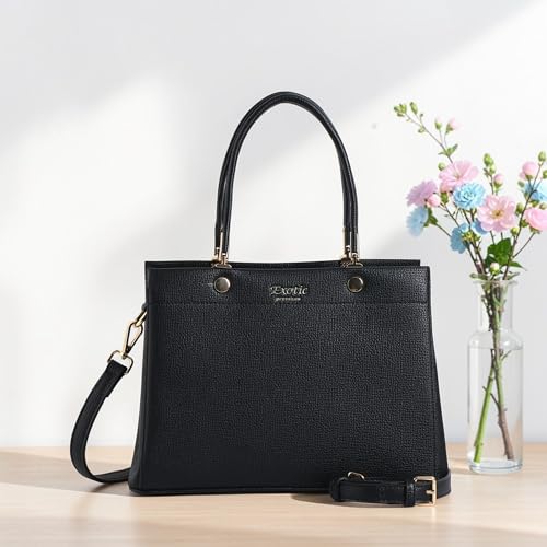 Image of EXOTIC Aurelia Structured Handbag for Women with Multi Compartment Work Bag with Top Handle & Detachable Sling Strap | Elegant Office & Daily Carry Tote