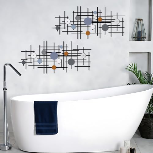 Art mural moderne en métal ruelen : lot de 2 décors géométriques 3D