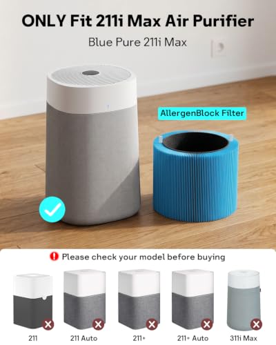Image of Leemone 2 Pack Blue Pure 211i Max AllergenBlock Filter Replacement Compatible with Blue Pure 211i Max Air Purifier, True HEPA & Activated Carbon Replacement Filter, Compare to Part #F2MAX