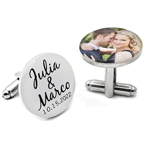 Personalized Photo Cufflinks Mens Shirt Cufflinks Custom Portrait Cuff Links Picture Memorial Gift for Him Wedding Favors (Round Cufflinks only)