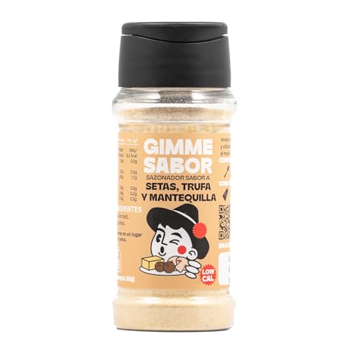 Especias con sabor a Setas, trufa y Mantequilla I Sazonador vegano con sabor a Setas, trufa y Mantequilla I Sazonador Vegetal I Sin alérgenos, sin gluten y sin aditivos I Vegano I 55g I GIMME SABOR