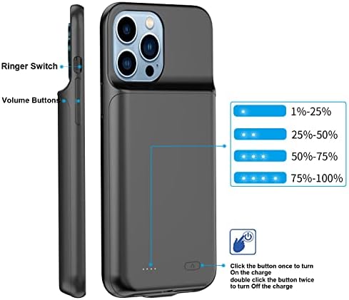 Battery Case for iPhone 13 Pro Max,YISHDA 8500mAh Portable Rechargeable Charging Case Battery Charger Case Compatible with iPhone 13 Pro Max Extended Battery Charging Case (6.7 inch, black)