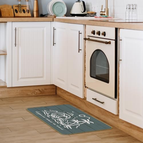 Mingnei Coastal Beach Welcome Doormat Door Mat for Home House Entrance, Happiness Comes in Waves Ocean Beach Floor Mats for Outdoor Outside Entryway Rug 30x17 Welcome Doormat Indoor - Image 5