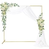 Arco de Boda 2m x 2m de Metal Dorado - Soporte de Fondo Cuadrado para Ceremonia de Boda, Rincón de Fotos, Graduación, Cumpleaños y Decoración de Fiestas