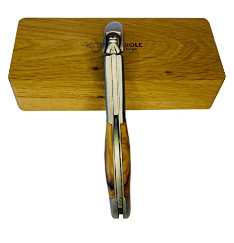 Laguiole En Aubrac Sommelier Waiter's Corkscrew, Olivewood Handle, Wine Opener With Foil Cutter & Bottle Opener, Brushed Bolster #TOP2