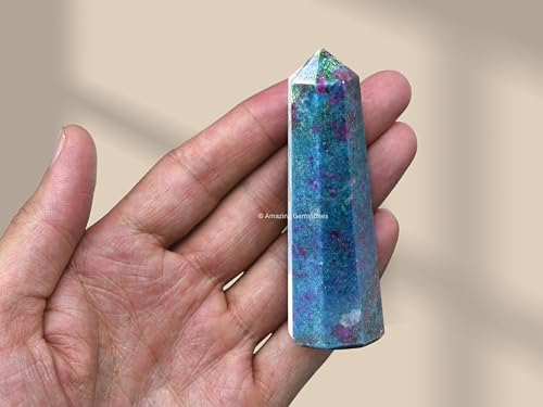 Image of Amazing Gemstone Ruby Kyanite Crystal Towers - Natural Healing Crystal Point Obelisk for Reiki Healing and Crystal Grid (2 inch to 3 inch INCH)
