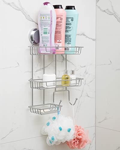 tidiser® Bathroom Shelves~ Self-Adhesive Shower Caddy~ 3 Tier Multi Use Bathroom Storage~ Space Saver Premium Quality~ Chrome & Black ~ 26cm(L) x 10cm(W) x 32.5cm (H)