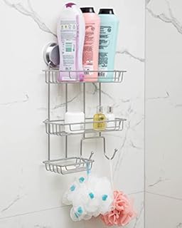 tidiser® Bathroom Shelves~ Self-Adhesive Shower Caddy~ 3 Tier Multi Use Bathroom Storage~ Space Saver Premium Quality~ Chrome & Black ~ 26cm(L) x 10cm(W) x 32.5cm (H)