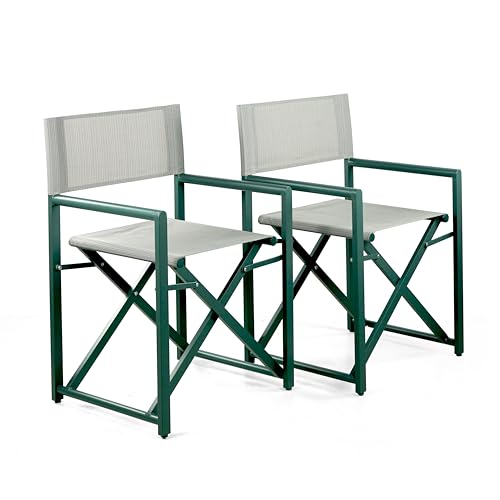 Estosa - Set Da 2 Sedie Da Regista Pieghevoli Alluminio, Sedie Da Giardino Richiudibili Con Struttura In Alluminio E Telo In Textilene, Sedie Pieghevoli Da Esterno, Coppia Sedie Regista (Verde)