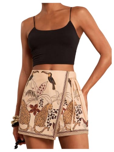 Image of SweatyRocks Women's Boho Mini Skirts Floral Shorts Tie Side Wrap Skorts